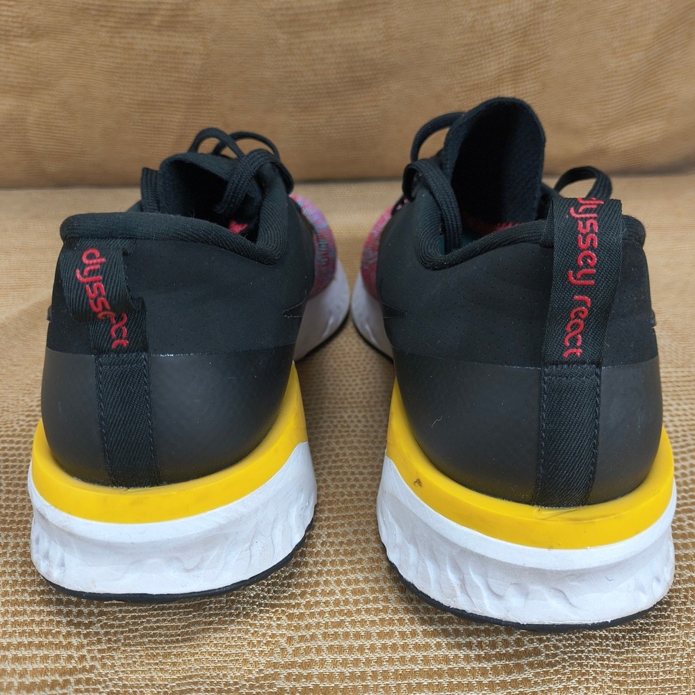 Nike Odyssey React Flyknit 2 Mens Running Shoes Black Multi Color AH1015-005 12 - Picture 8 of 14